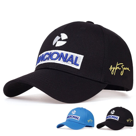 Gorra NACIONAL Firma Ayrton Senna (Negro/ Azul)